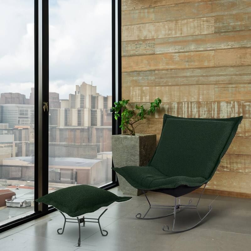 Allan Andrews Scroll Puff Rocker with Titanium Frame, Barbet Collection