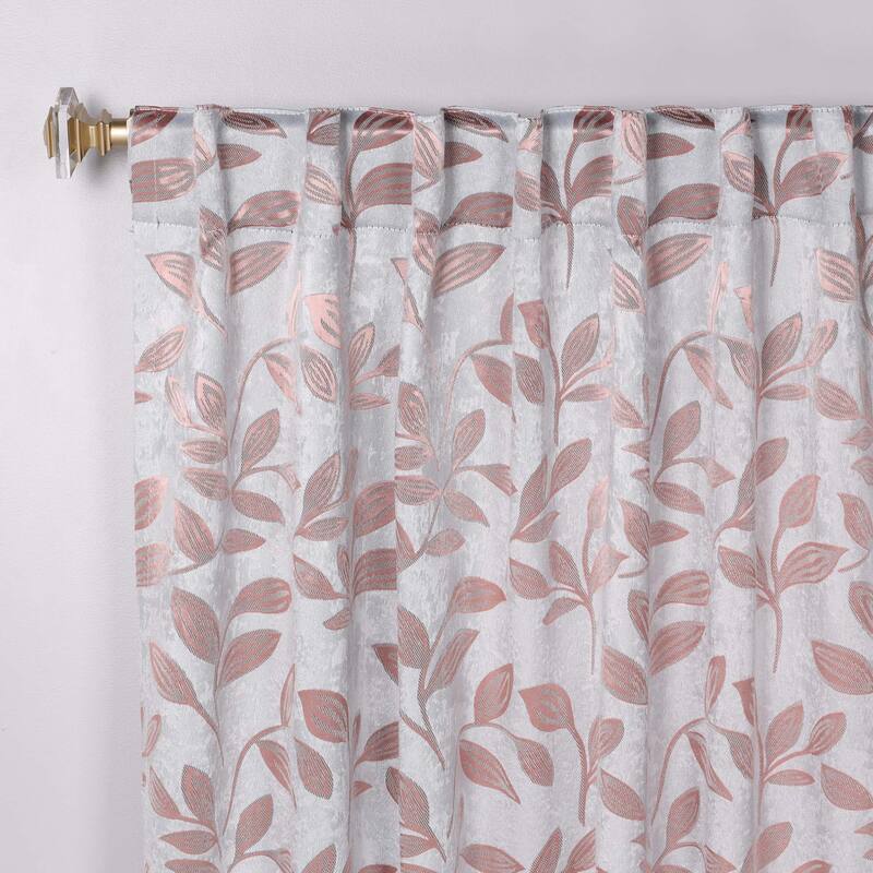 Superior Leaves Machine Washable Room Darkening Curtains with Back Tabs, Set of 2