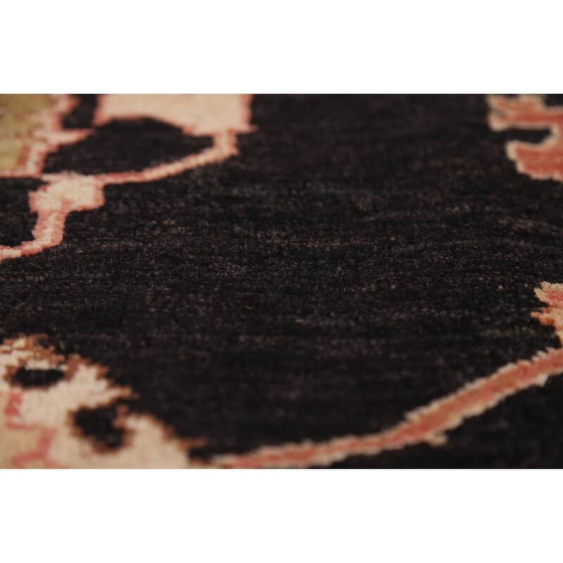 Hand Knotted Oriental 100% Wool Carpet Traditional All-Over Black Peshawar Area Rug - 10' 0'' X 7' 10''