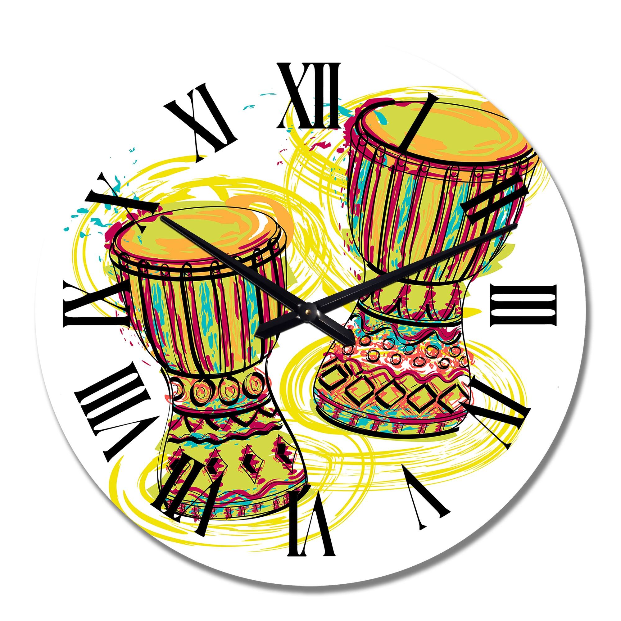 Designart 'Traditional Tam Tam Drums I' Cabin & Lodge wall clock Bed