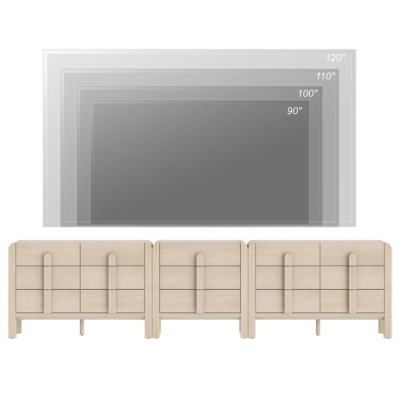 WAMPAT Modern Dresser TV Stand For Tvs Up To 120 Inch, 3-In-1 Wood Media Console With Drawers, Mid Century Entertainment Center