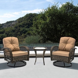 3-Piece Wicker Swivel Outdoor Patio Sets With Table