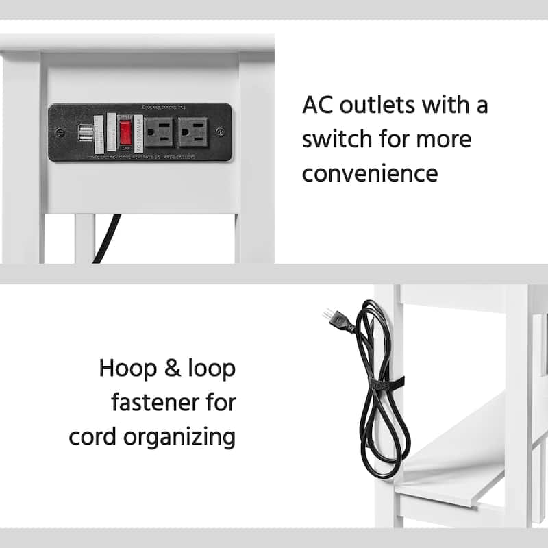 Yaheetech L Shaped Corner Computer Desk with Power Outlets