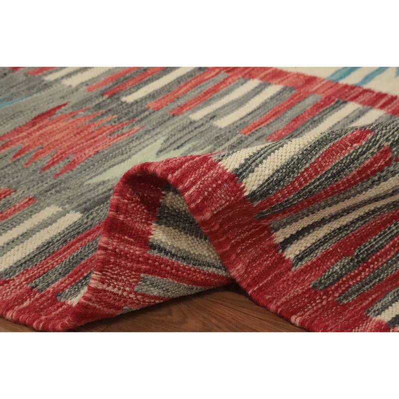 Hand Woven Oriental 100% Wool Carpet Southwestern Tribal Beige & Ivories Kilim Area Rug - 11' 10'' X 8' 8''