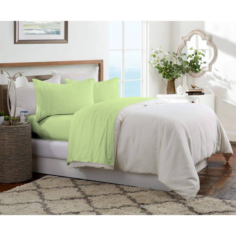 Brooklyn Flat Jersey Knit Bed Sheet Set - Full - Sage