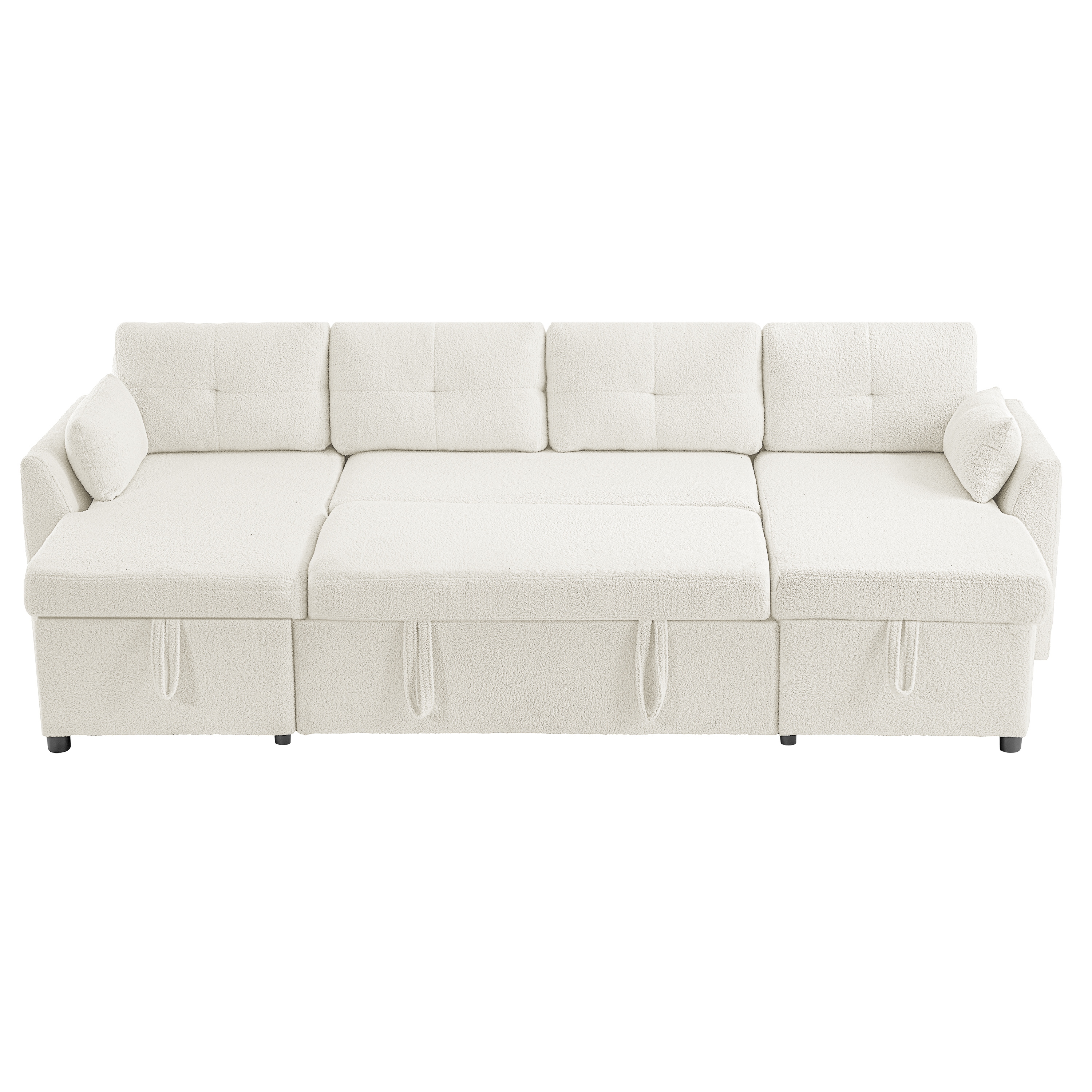 Oversized U-shaped Sectional Sofa with USB Ports, Dual Storage Chaise Lounges Sofa with Pull-out Bed Convertible Sleeper Sofa