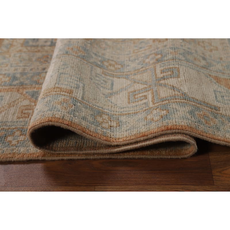 Hand Knotted Oriental 100% Wool Carpet Transitional Tribal Oranges & Rust Oushak Area Rug - 8' 3'' X 5' 9''