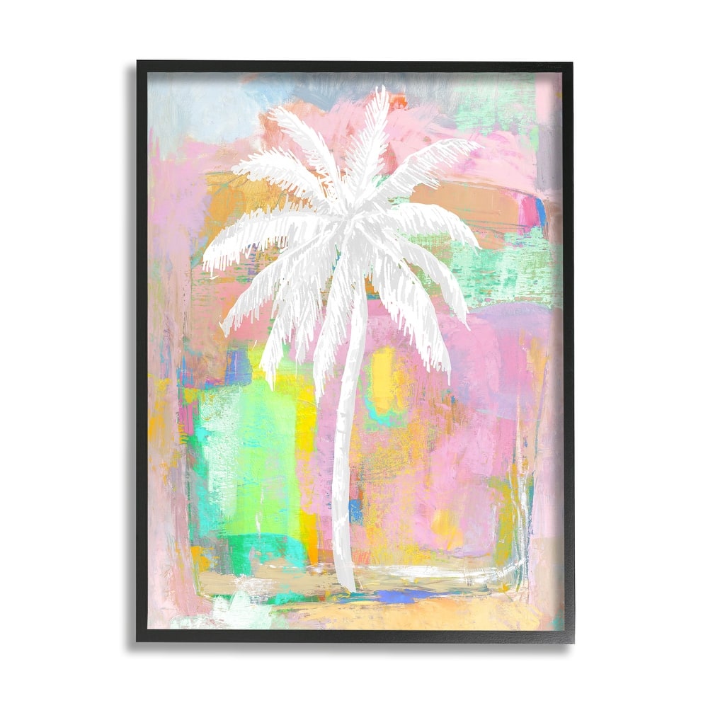 Stupell Pastel Palm Tree Tropical Layered Brush Strokes Framed Wall Art, Design by Kristen Dew