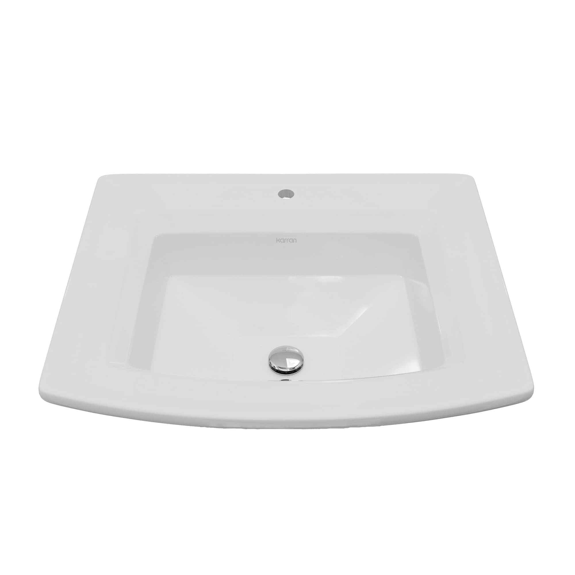 Karran Valera 23" Curved Rectangular Top Mount Vitreous China Bathroom Sink in White