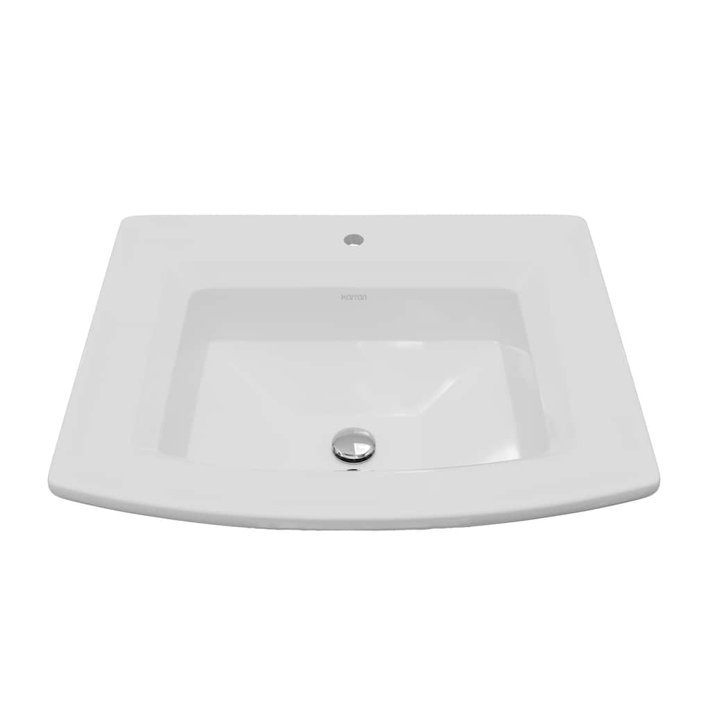Karran Valera 23" Curved Rectangular Top Mount Vitreous China Bathroom Sink in White