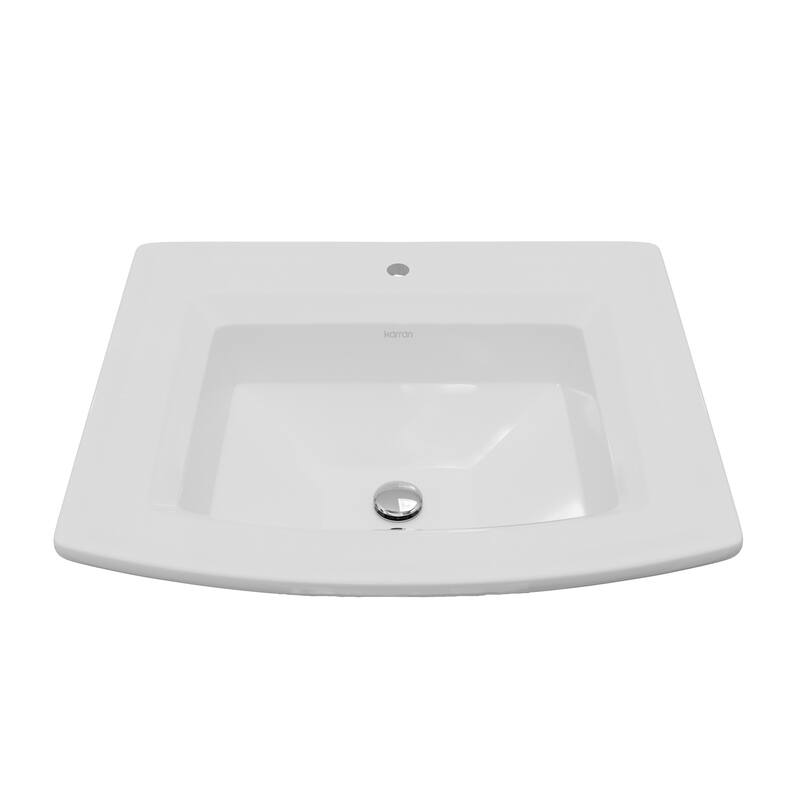 Karran Valera 23" Curved Rectangular Top Mount Vitreous China Bathroom Sink in White