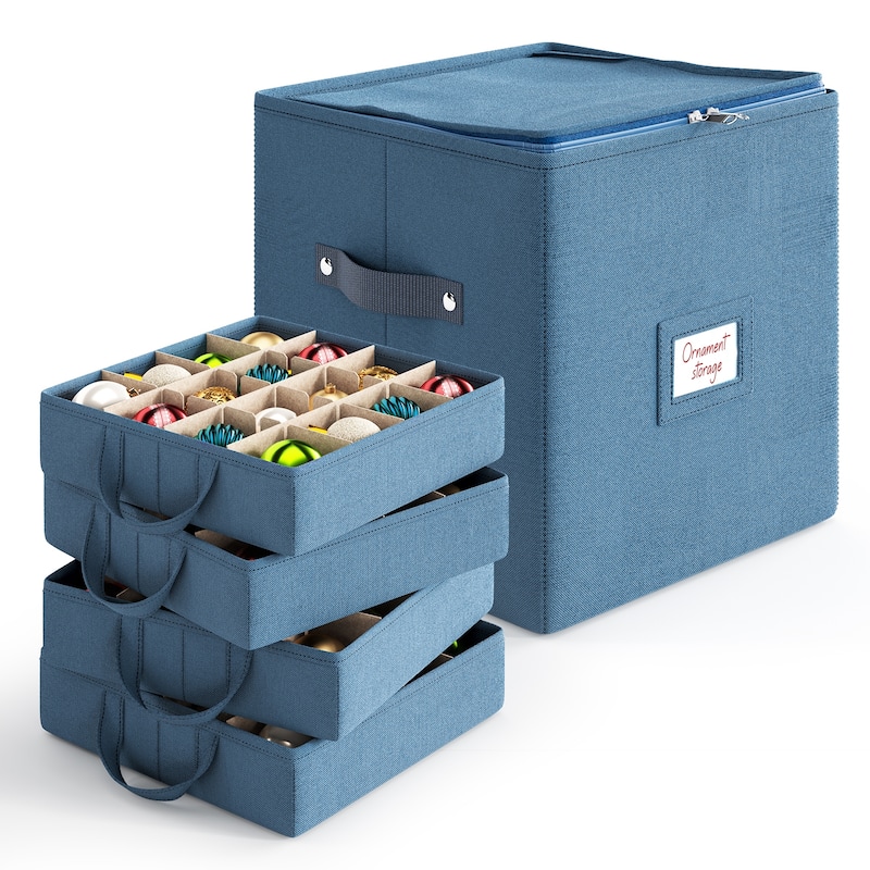 Empyrean Christmas Ornament Storage Box - Cube - Blue
