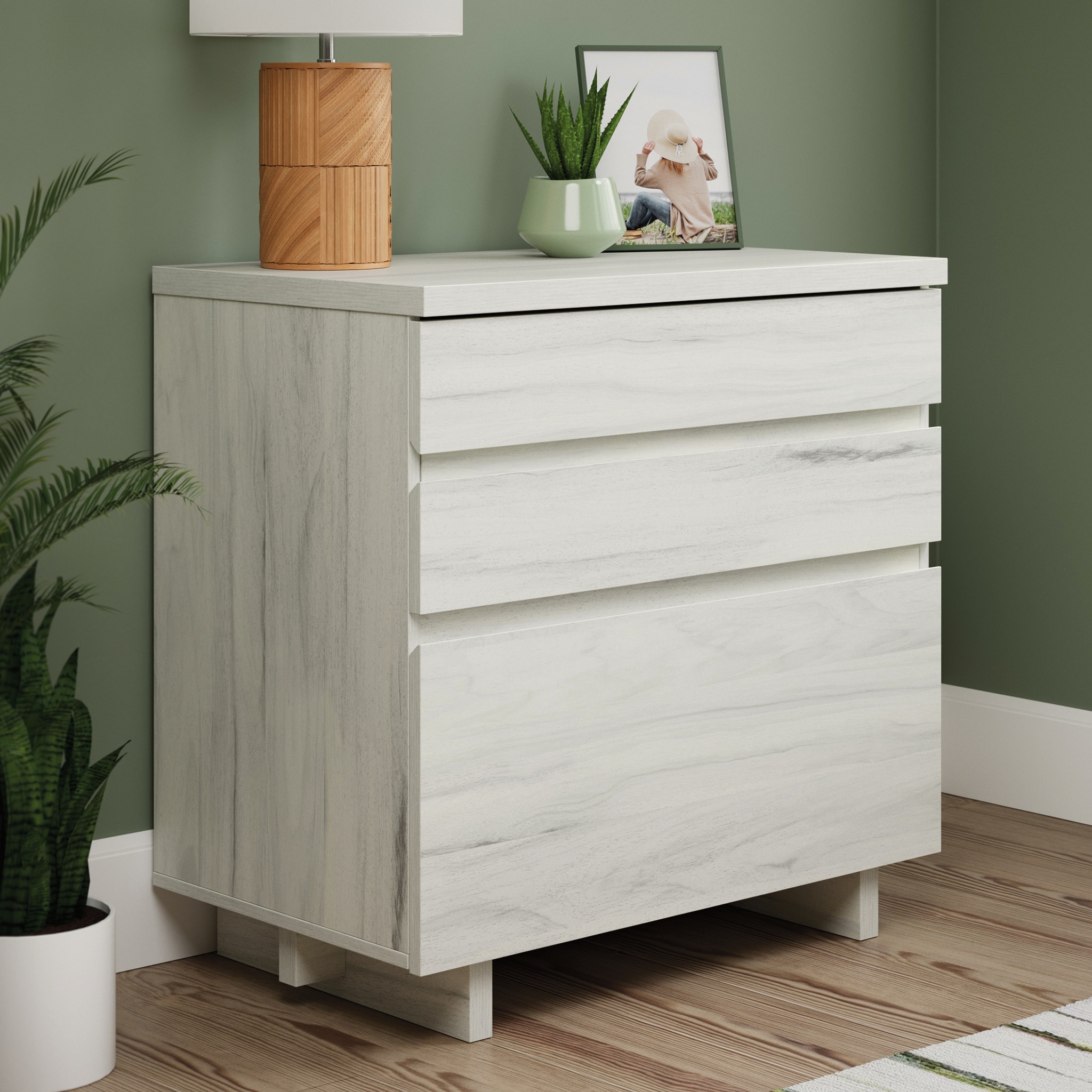 White Office File Cabinet with Large Drawers for Legal Files Printer Storage