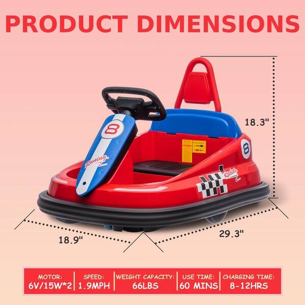 dimension image slide 0 of 3, 6V Bumper Car for Toddlers