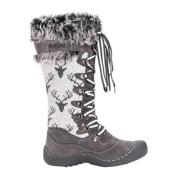 Shop Muk Luks Women S Gwen Tall Lace Up Snow Boot Light Grey