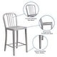 preview thumbnail 38 of 116, 2 Pack 24'' High Metal Indoor-Outdoor Counter Height Stool w/ Vertical Slat Back