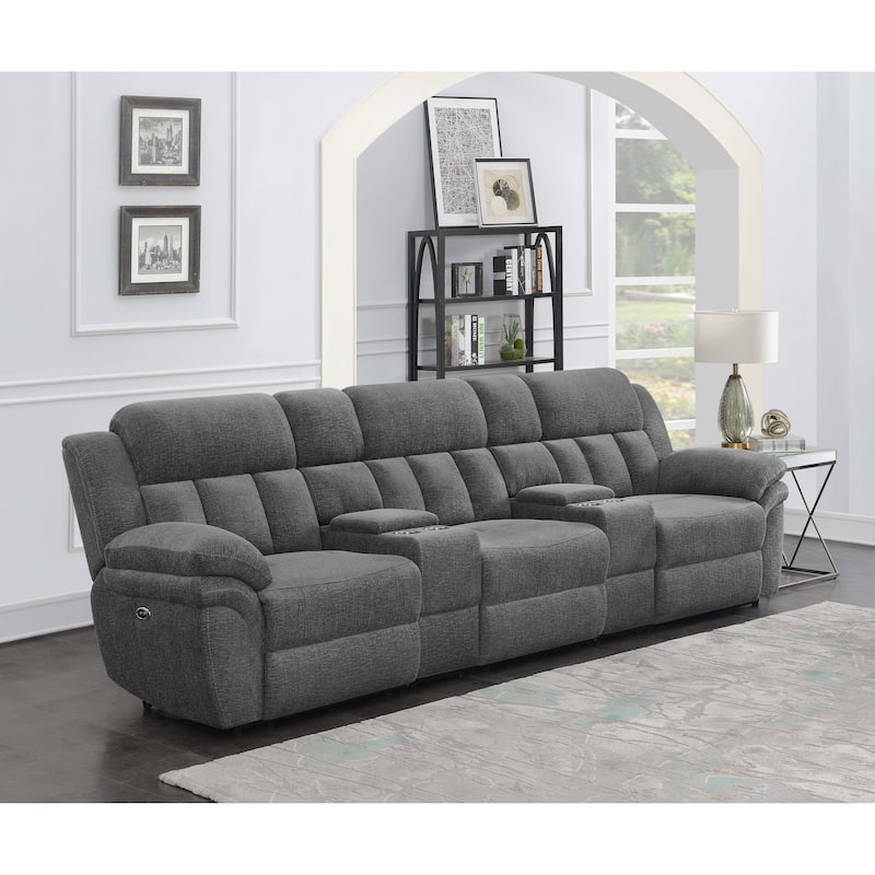 Bahrain 5-piece Upholstered Home Theater Seating Charcoal - Power Reclining