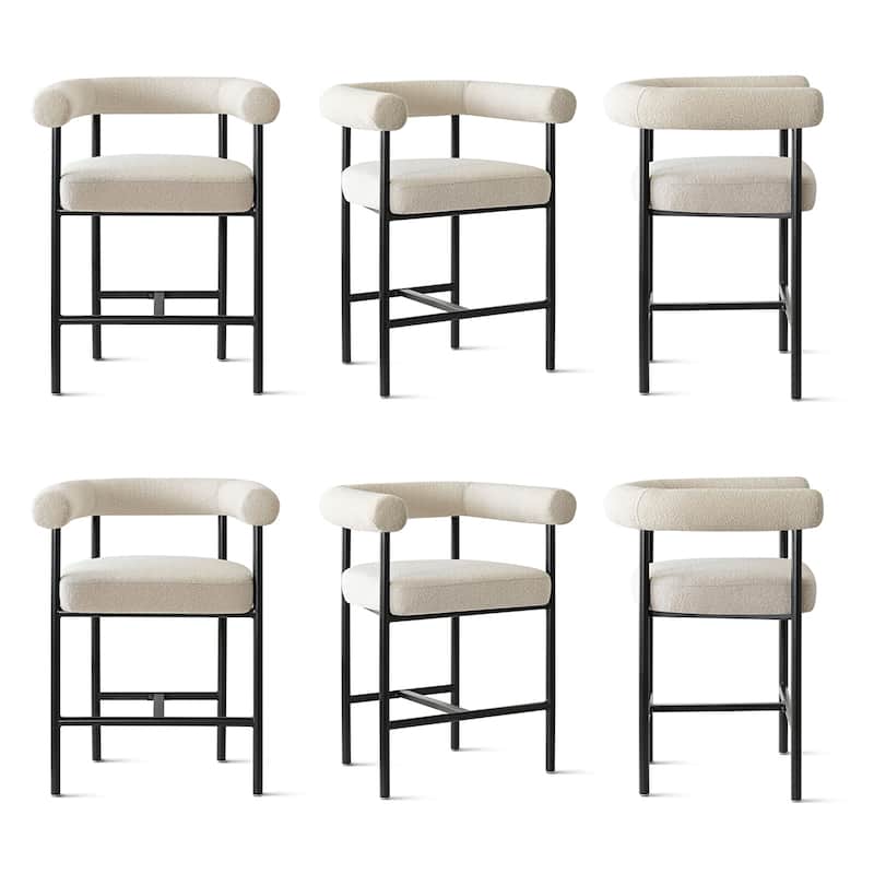 Boucle Counter-Height Bar Stools with Arms(Set of 6)