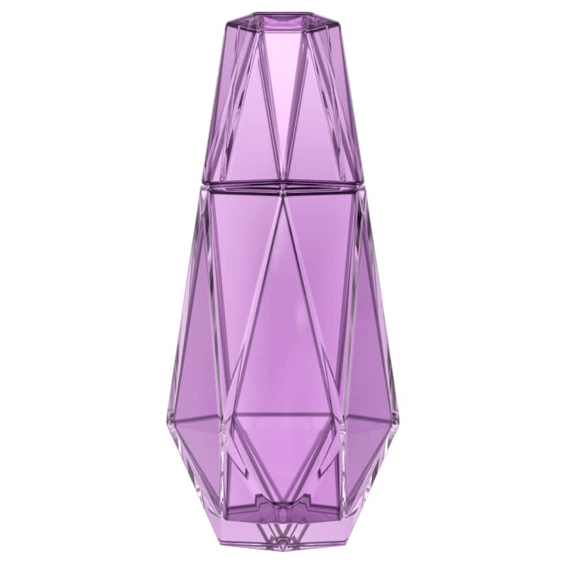 American Atelier Geometric Bedside Carafe and Tumbler Glass Lid - 37 oz. - Purple