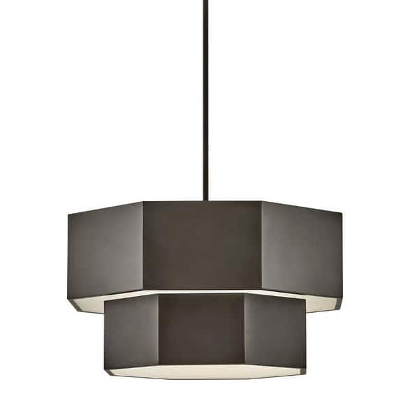 slide 1 of 1, Hinkley Lighting 46994 Facet 7 Light 23" Wide Waterfall Chandelier Black Oxide