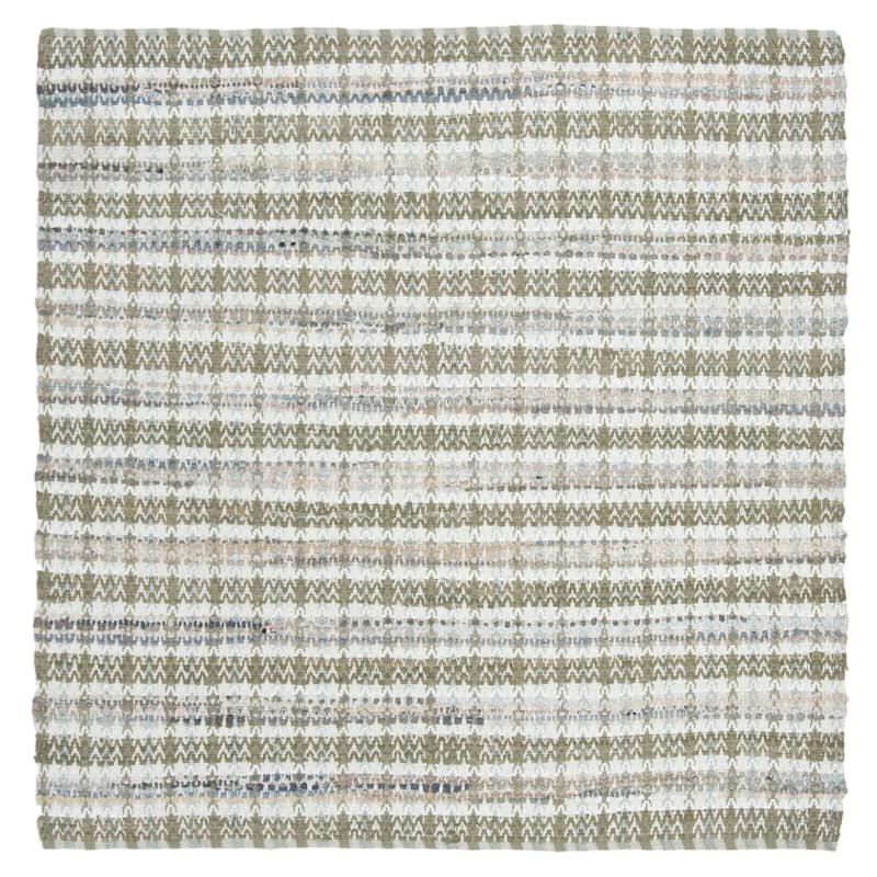 SAFAVIEH Handmade Flatweave Montauk Hermanda Casual Cotton Rug - 6' Square - Beige/Multi