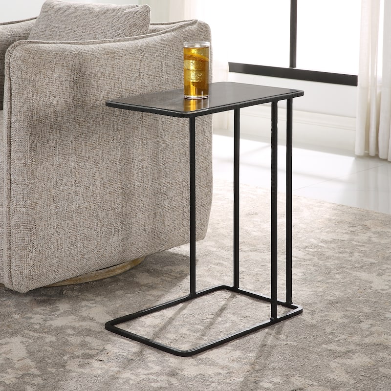 Uttermost Cavern Stone & Iron Accent Table - 17.9 W X 24 H X 12 D (in)