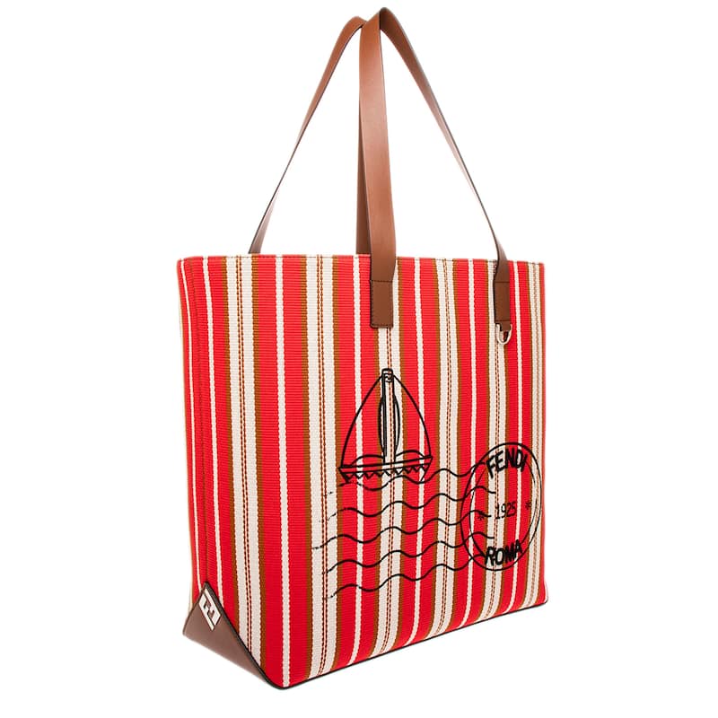 Fendi Men's Striped Medium Tote Bag