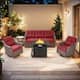 Option Brown Wicker & Red Cushion