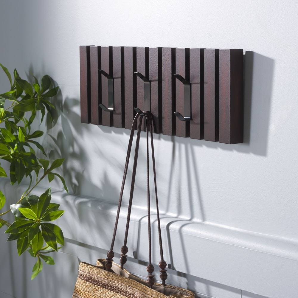SAFAVIEH Cato 3-Hook Wall Mounted Coat Rack - 19"W x 1"D x 7"H