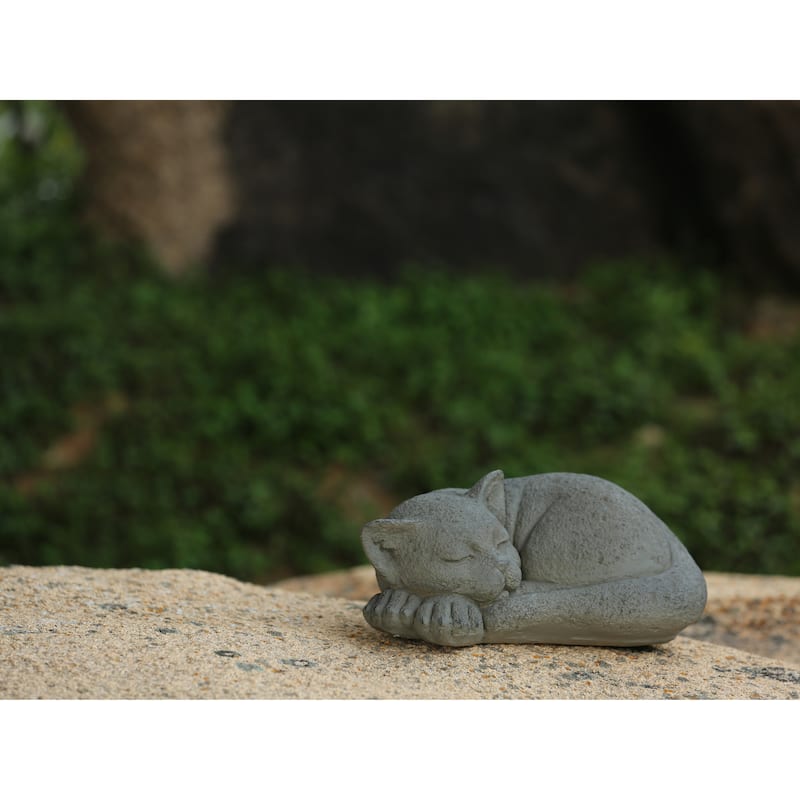 Graceful Slumber Curled Sleeping Cat Memorial Statue
