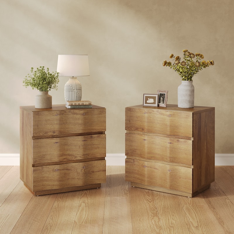 Wood Drawer End Table, Storage Nightstand, Bedroom Living Room Closet Bedside Table Small Dresser Accent Table