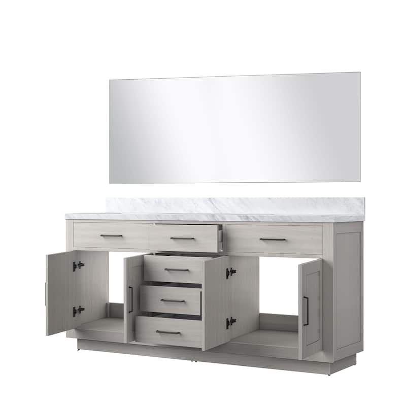 Abbey Bath Vanity with Carrara Marble Top, Sink and Mirror
