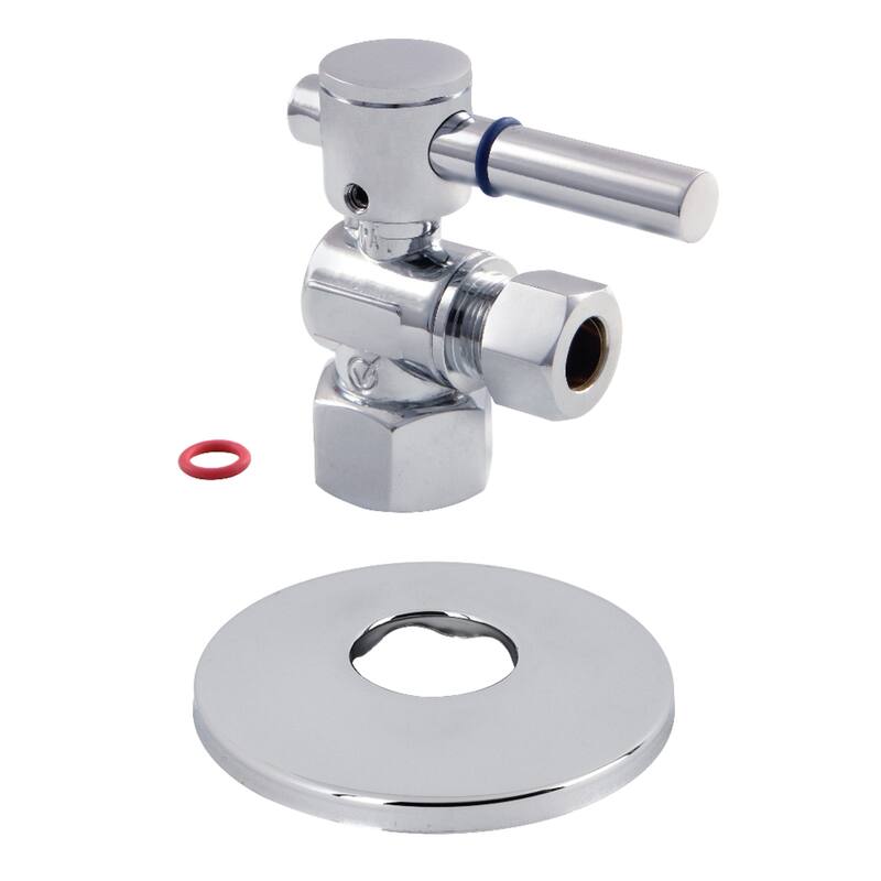 Kingston Brass 1/2-Inch FIP x 3/8-Inch OD Comp Quarter-Turn Angle Stop Valve with Flange