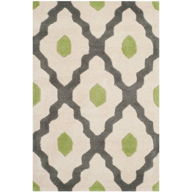 SAFAVIEH Handmade Chatham Sutapa Modern Moroccan Wool Rug - 2' x 3' - Dark Grey/Ivory