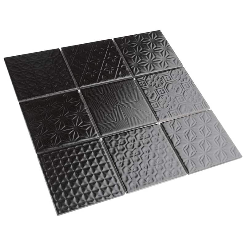 Merola Tile Spirit Black 1.63" x 1.63" Porcelain Mosaic Tile