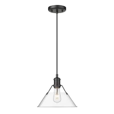 Orwell 10" Wide Medium Pendant in Matte Black with Clear Glass