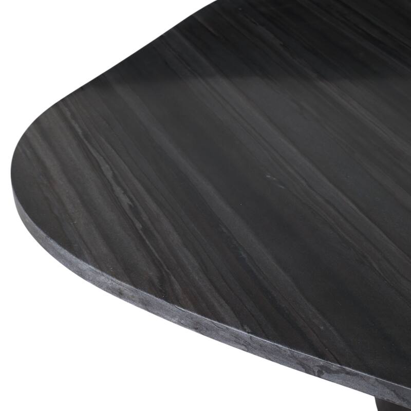 Pearl Marble Coffee Table Sculptural Pedestal Base - 17" Black - 36" x 36" x 17"