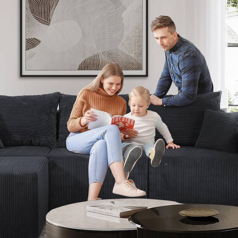 GDFStudio - 4-Piece Modular L-Shaped 100" Sectional Sofa with Chaise Lounge