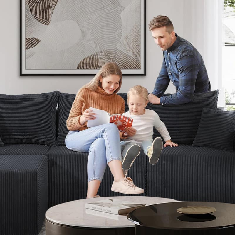 GDFStudio - 6-Piece Modular U-Shaped Sectional Sofa with Chaise Lounge