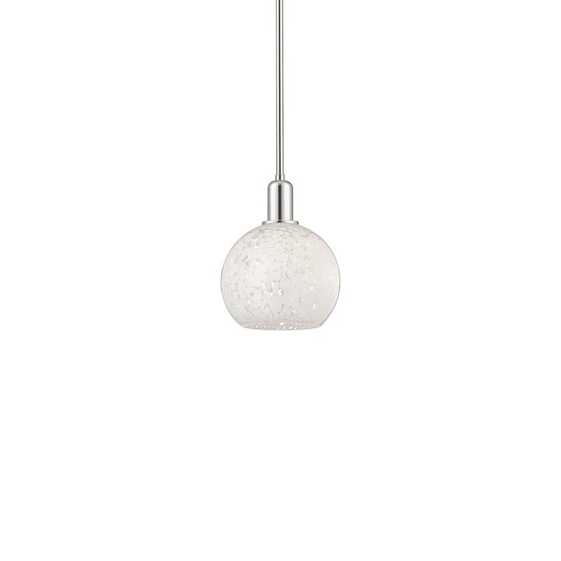 Innovations Lighting 716-1S-11-8 White Mouchette Pendant White - Polished Nickel / White Mouchette