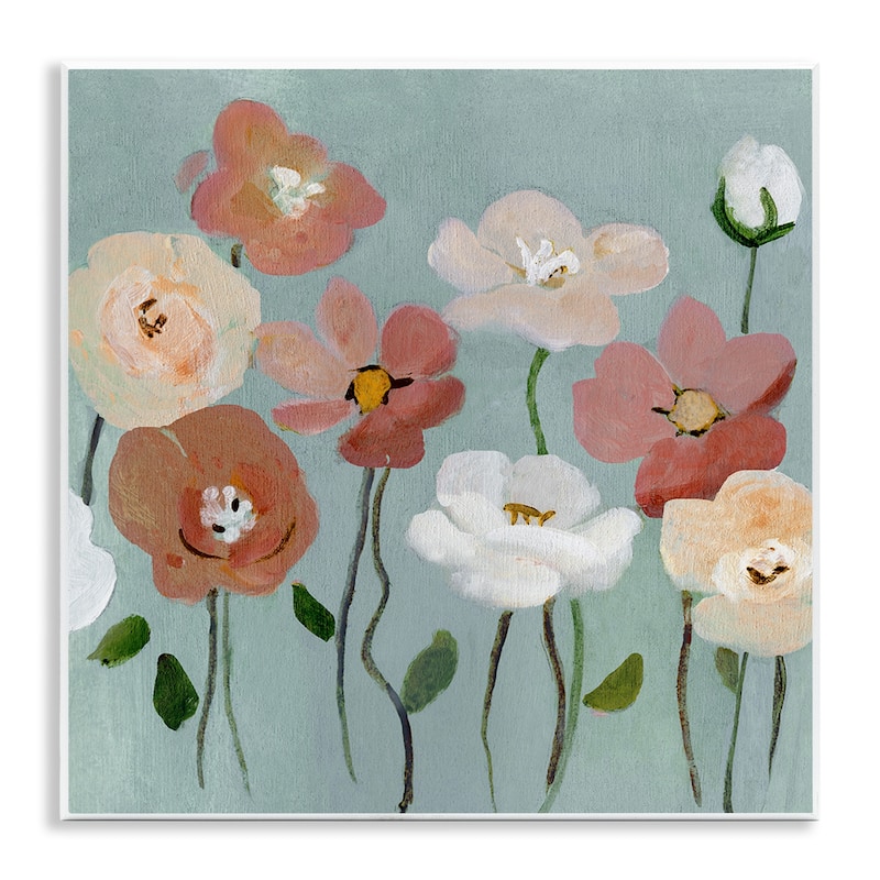 Stupell Boho Blooms on Blue Wall Plaque Art Design By Charity Henderson - 12 x 12