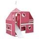 preview thumbnail 8 of 31, Castle Frame Bed Wood Loft Bed Loft Bed Convertible To Mini Playground with Pink Tent and Tower, Child Bed Tent