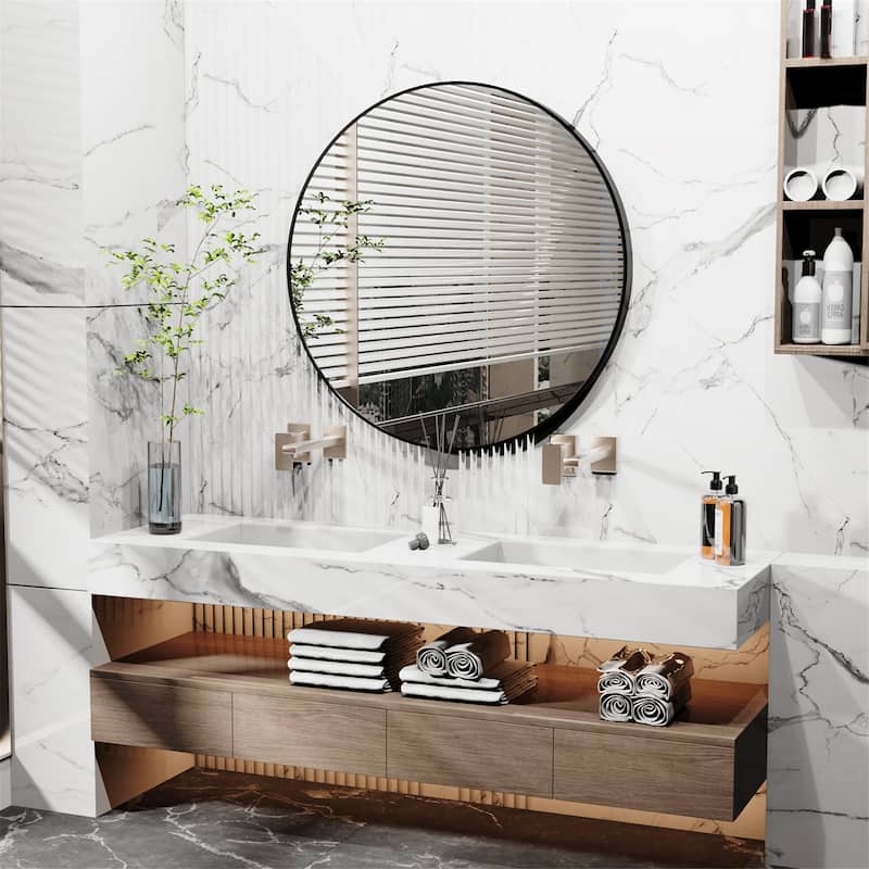 Firm Round Wall Mirror Modern Accent Makeup Mirror for Home Room Decor