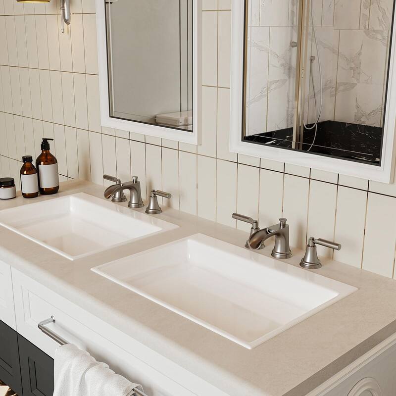 Double-Handle 3-Hole Waterfall Bathroom Faucet