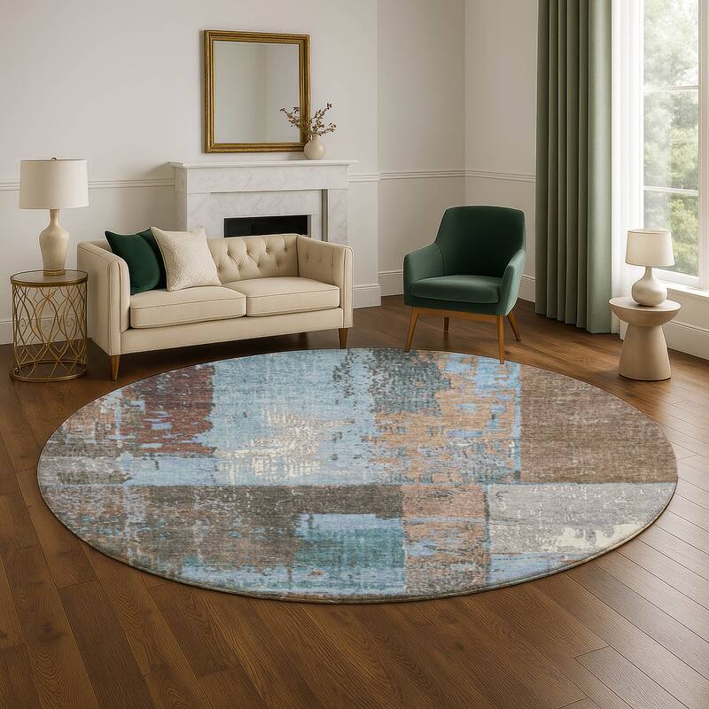 Premium Washable Super Soft Contemporary Geo Mayfield Rug - Taupe - 8' x 8'