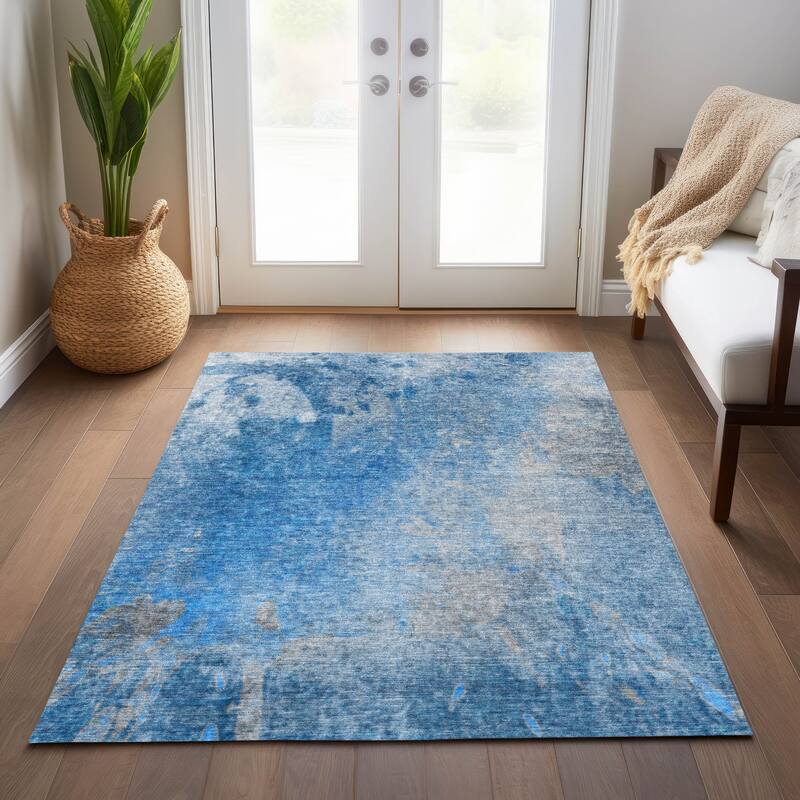 Machine Washable Indoor/ Outdoor Abstract Solid Chantille Rug