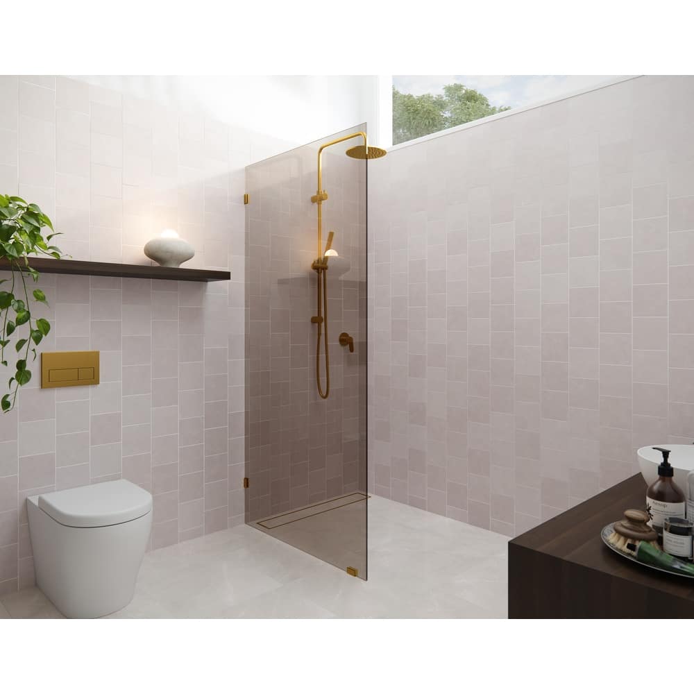 Ursa 30 in. x 78 in. Fully Frameless Glass Shower Panel - Single Fixed Panel with Bronze Tint