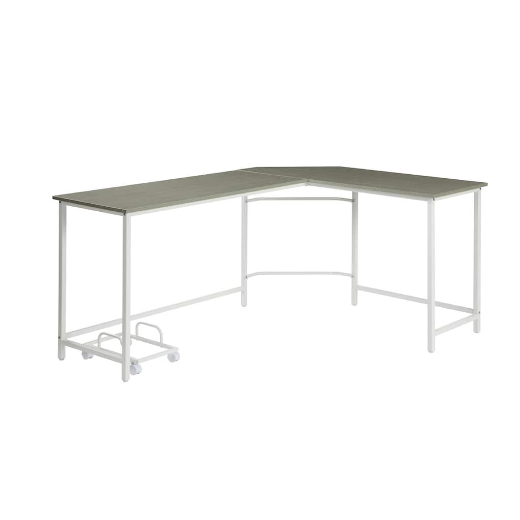 L-Shape Rectangular Computer Desk, Gray and White