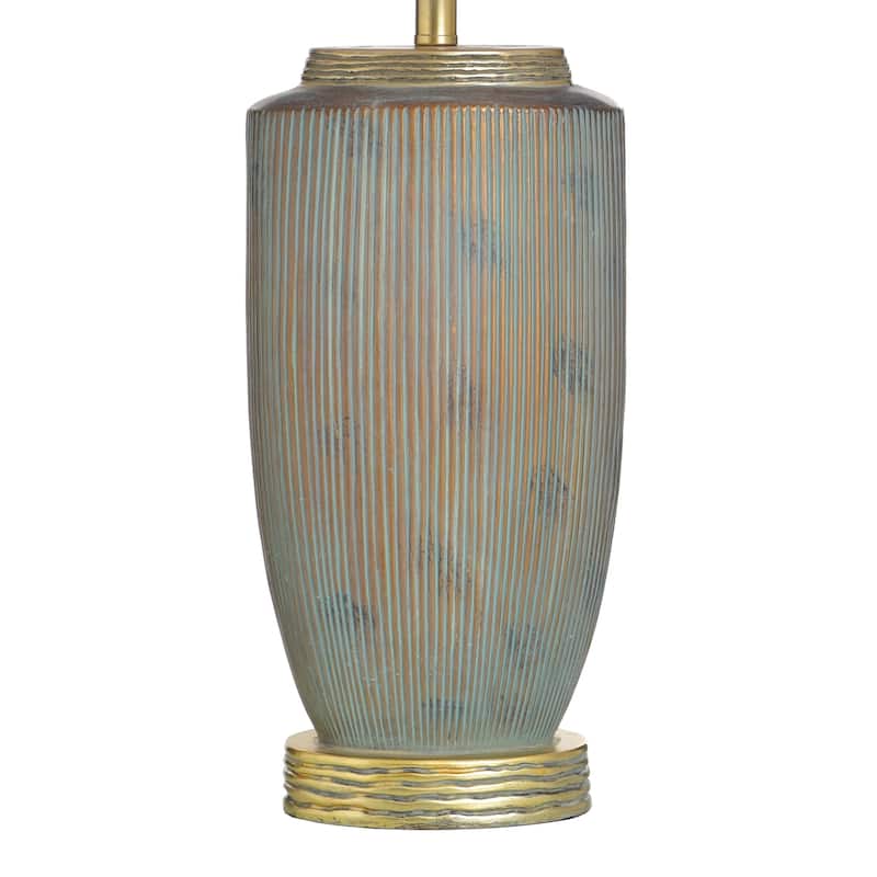 StyleCraft Poly Table Lamp - Raffine Gold & Grey - White Shade