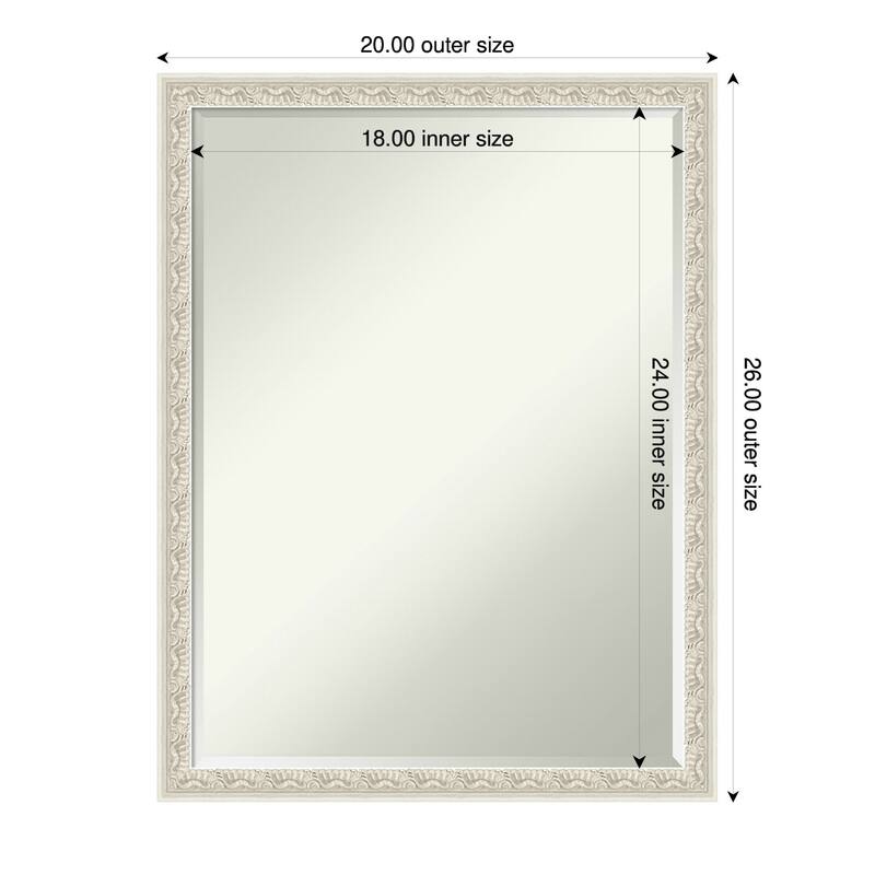 Bethany Half-Inch-Bevel Wood Framed Bathroom Vanity Wall Mirror - 20 x 26 in - Bethany Silver